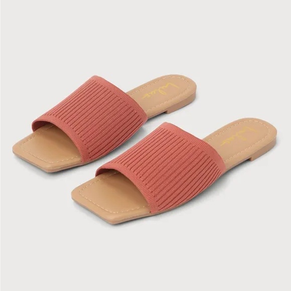 Lulus Shoes - Lulu’s Ribbed Knit Square Toe Slide Sandals Size 11 Woman
